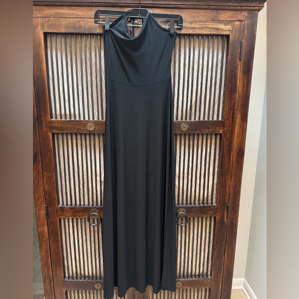 EUC Charlotte Russe Black Halter Maxi Gown - S